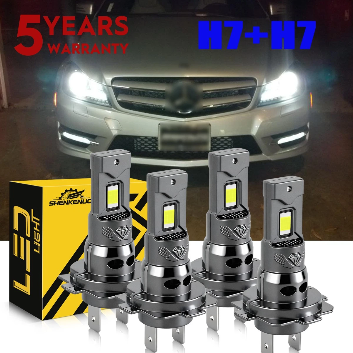 For Mercedes Benz C300 C350 2008-2010 Combo H7 6500K High low LED Headlight Bulb