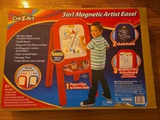 Kids 3-in-1 Magnetic Artist Easel Dry Erase Chalkboard Fold Flat Cra-z-art 
