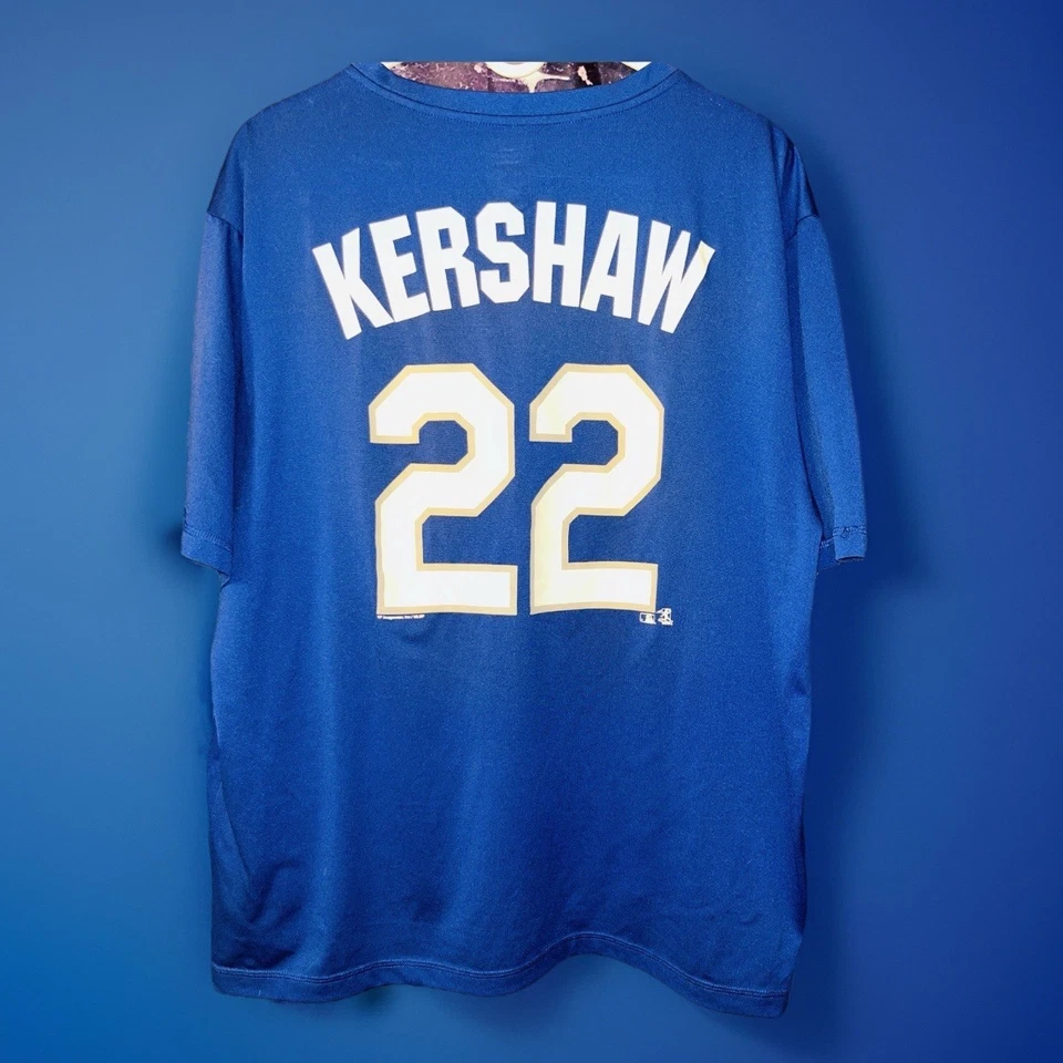 Camiseta de hombre de los Dodgers de Los Ángeles XL azul Clayton Kershaw #22 logotipo del equipo cuello redondo Foto 4 de 4