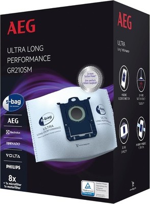 AEG GR210SM s-bag Ultra Long Performance Staubsaugerbeutel MegaPack 8 XXL Beutel