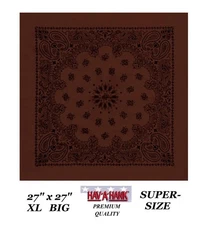 Hav-A-Hank XL BIG COCOA BROWN PAISLEY Bandana 27" COTTON SCARF SCARVE HEAD WRAP