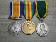 WWI Silver George V Territorial Efficiency Medal & WW1 Medal Group RAMC