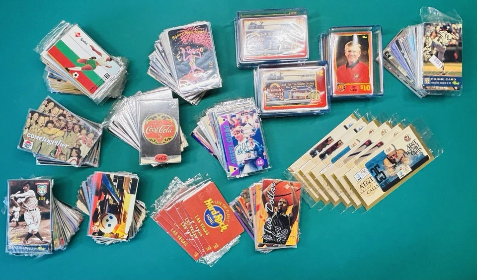 COLEÇÃO DE CARTÕES TELEFÔNICOS VINTAGE DA DÉCADA DE 1990 - Mais de 7 lb - Esportes, CocaCola, HardRock++++ - Imagem 2 de 4