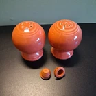 Fiesta Ball Salt Pepper Shaker Set Coral  Round, Homer Laughlin, Vintage