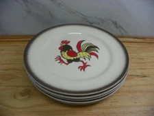 6 METLOX POPPY TRAIL ROOSTER DINNER PLATES CALIFORNIA POTTERY 10"