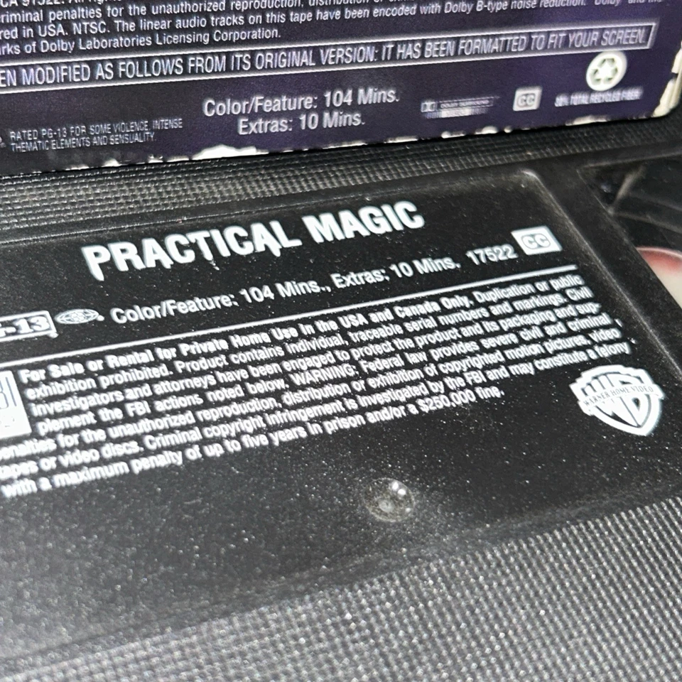 Practical Magic 1999 VHS Sandra Bullock Nicole Kidman Warner Brothers - Image 3 of 4