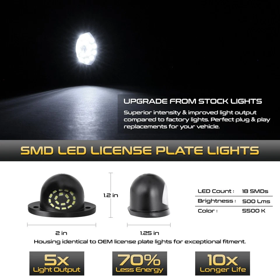 1994-2001 Dodge RAM 1500 2500 3500 "FULL LED" License Plate Light Lens Lamp Pair Foto 2 de 4