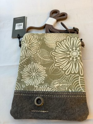 Myra Bag Leafy Upcycled Canvas & Leather Crossbody women's Bag S-1466 NWT