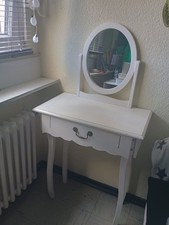 Schminktisch Kosmetiktisch mit Spiegel und Staufach Weiß