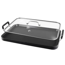 Vayepro 2 Burner Griddle Pan with Glass Lid,Stove Flat for ,Aluminum Pancake
