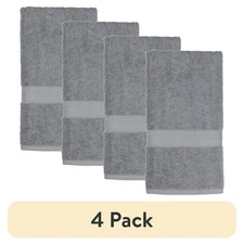 Cotton Hand Towels 4 Pack – Grey Soft Absorbent Bathroom Spa and Gym Towels