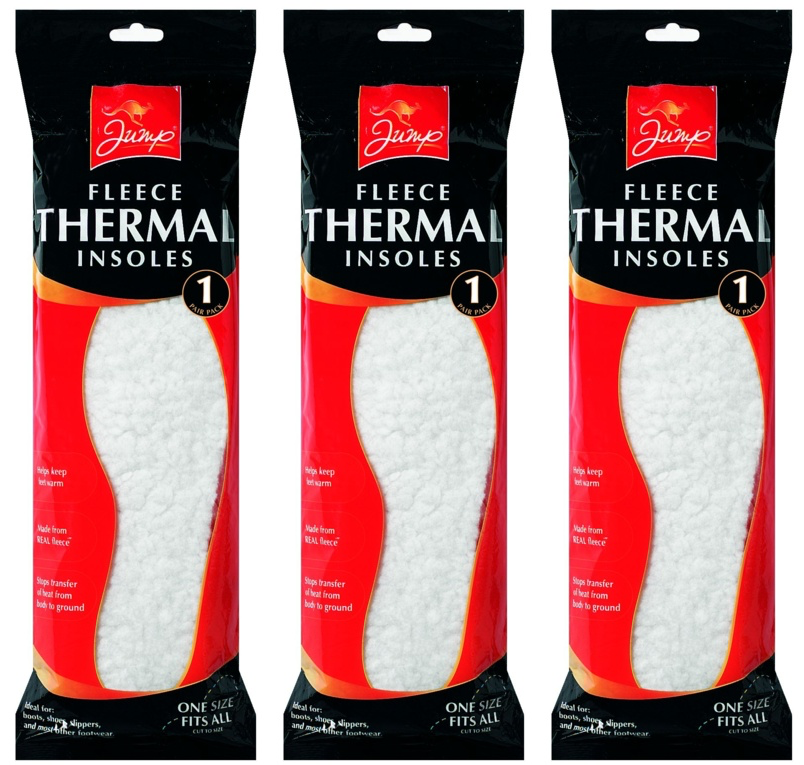 3x Jump Thermal Woollen Fleece Warmth Insole Pair Heat Transfer One Size Fit All