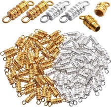 Aylifu Jewelry Screw Clasps,100pcs Golden Silver Barrel Gold/Silver