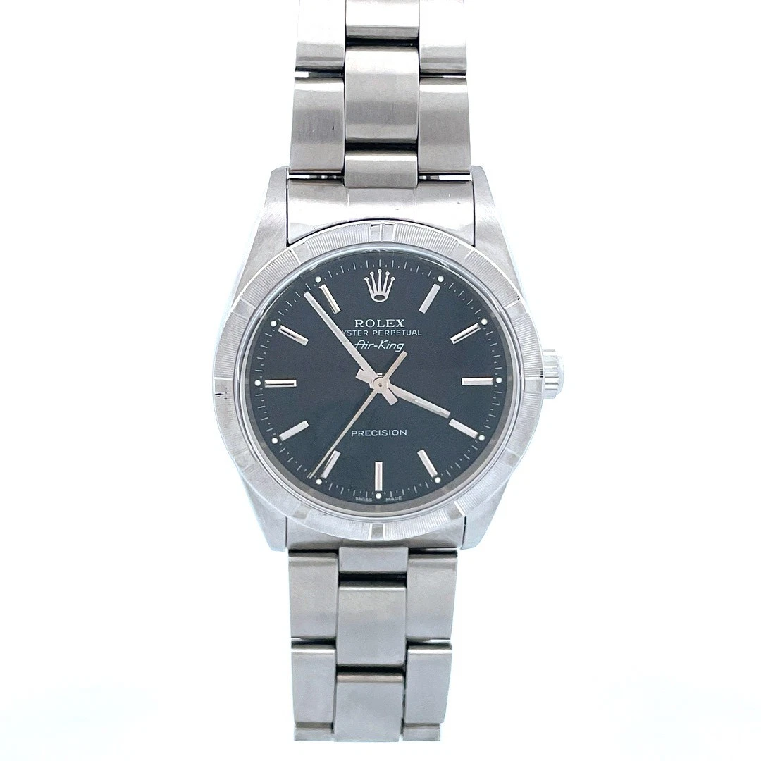 Rolex Air-King 14010 M 2001 Silver Oyster Bracelet with Black Dial