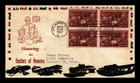 US COVER DOCTORS OF AMERICA FDC SCOTT 949 BLOCK OF 4 THERMOGRAPHED AIR MAIL