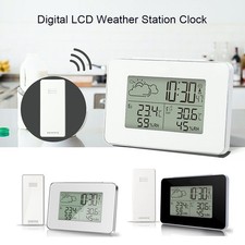 Digital LCD Weather Station Clock Alarm Indoor  Outdoor Thermometer Wireless