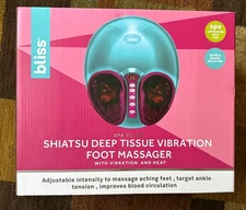 Shiatsu Deep Tissue Vibration & Heat Foot Massager Blue & Pink, Bliss Spa To Go