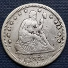1877 CC Seated Liberty Quarter 25c Carson City Better Grade XF Details #93645