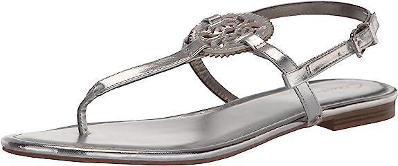 Circus by Sam Edelman Celia Silver Metallic Adjustable Ankle Strap Thong  Sandal
