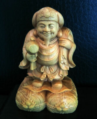 6*3.5*3.5 CM Hand Carved Boxwood Carving : Daikokuten Immortal