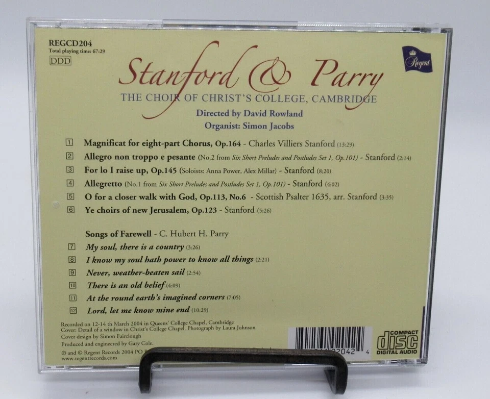 STANFORD & PARRY: SONGS OF FAREWELL, MAGNIFICAT FOR 8 CHORUS MUSIC CD, SIMON J. Foto 2 de 2