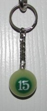 1 Inch Number 15 FIFTEEN LUMINOUS Mini POOL BALL Billiard KEYCHAIN Ring NEW