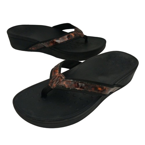 Vionic 380 High Tide Womens 11W Black Multi Color Flip Flop Wedge Sandal  TVW4895 | eBay