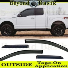 2015-2025 Ford F150 Extended/Super Cab 4PC SMOKE Door Vent Visors Rain Guards