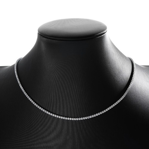 2mm Moissanite Tennis Chain Necklace Women's Choker 925 Sterling Silver Chain - Picture 12 of 16