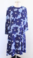 Ann Taylor Blue Floral Print A Line Dress Size 6 Navy *FLAW Needs Repair!