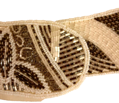 Pretty Floral Beaded Belt White Cream Sand Pewter Event  display picture 3