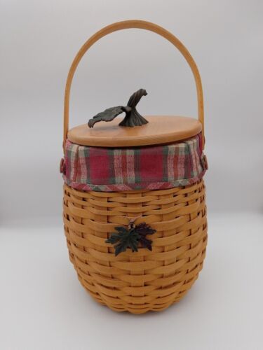 Vintage Longaberger 2000 Fall Leaves Basket Set Metal Leaf With Liner - Picture 1 of 11