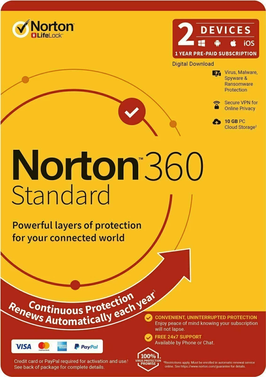 Norton 360 Standard Internet Security PREMIUM 1 2 3 5 Devices Window MAC 2026