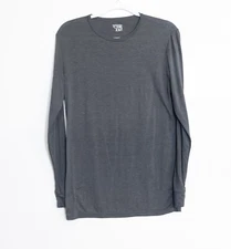 Mens Heat Long Sleeve Crew Neck Shirt Gray Lightweight Soft Stretch Fabric S
