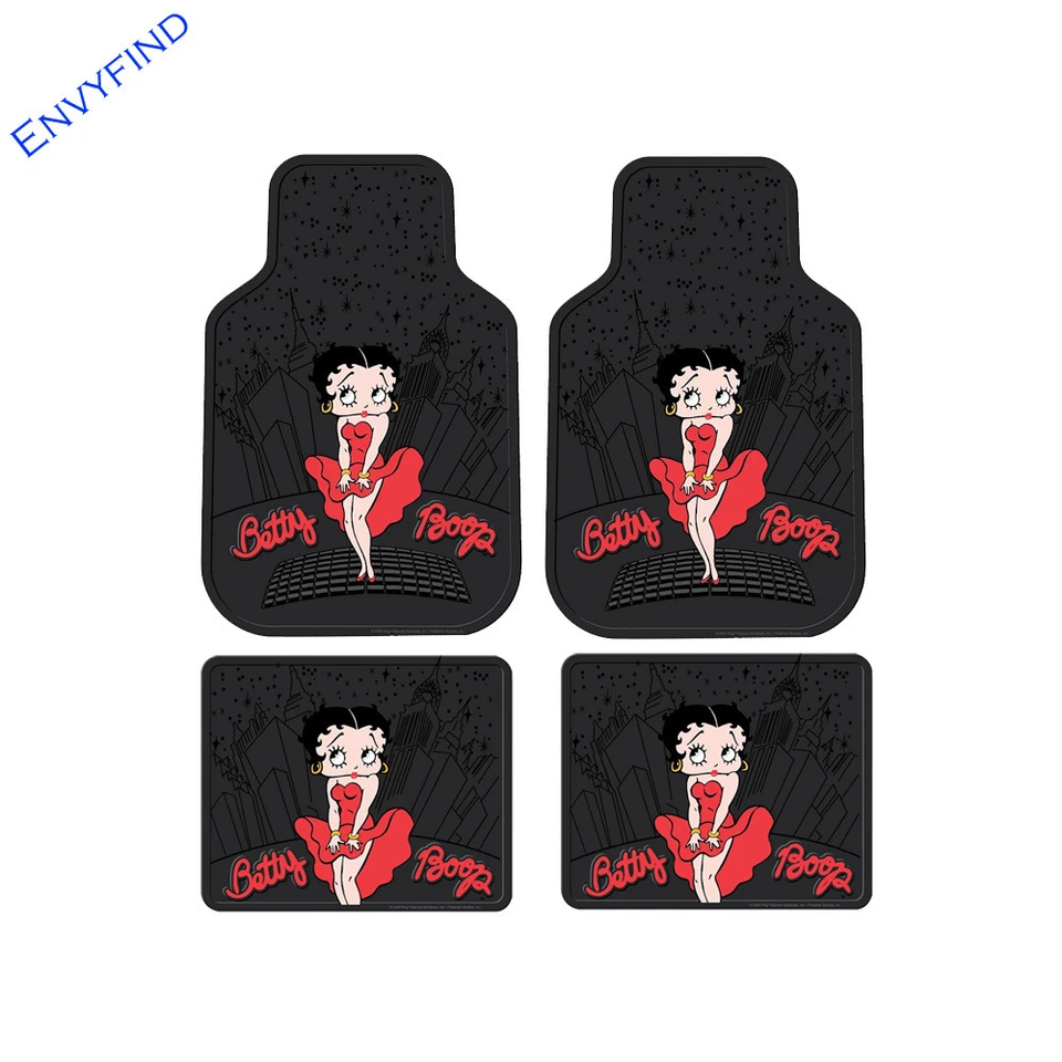 Nuevo Betty Boop Skyline Vestido Rojo 9 Piezas Alfombrilla Cubiertas de Asiento Cubierta de Volante Foto 4 de 4