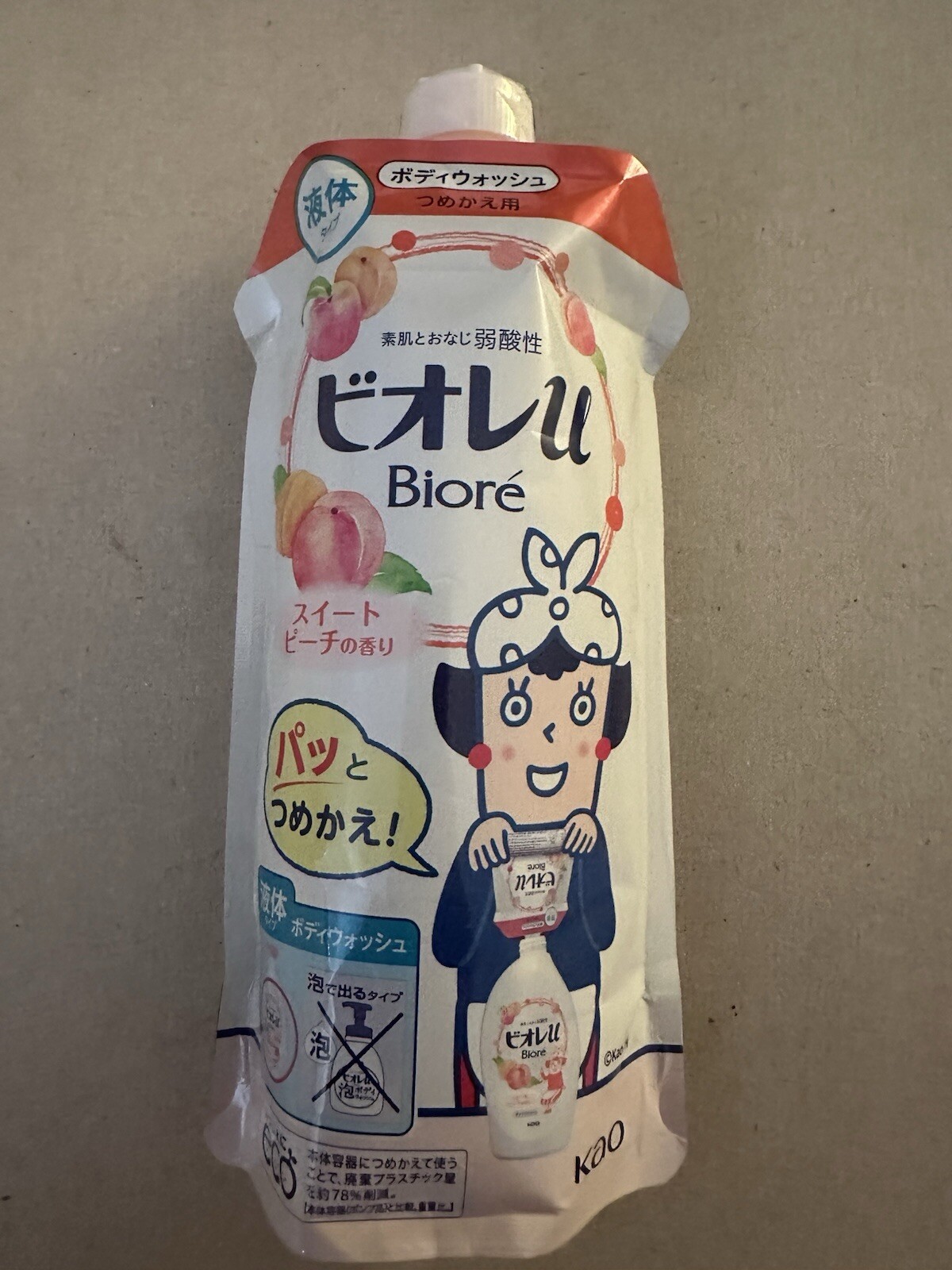 Kao Biore U Body Wash Sweet Peach Refill 340ml new sealed Made in Japan
