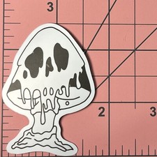 Mushroom Skull Dripping Down B & W Vinyl Decal Sticker Bomb EMO Gothic ‘shrooms