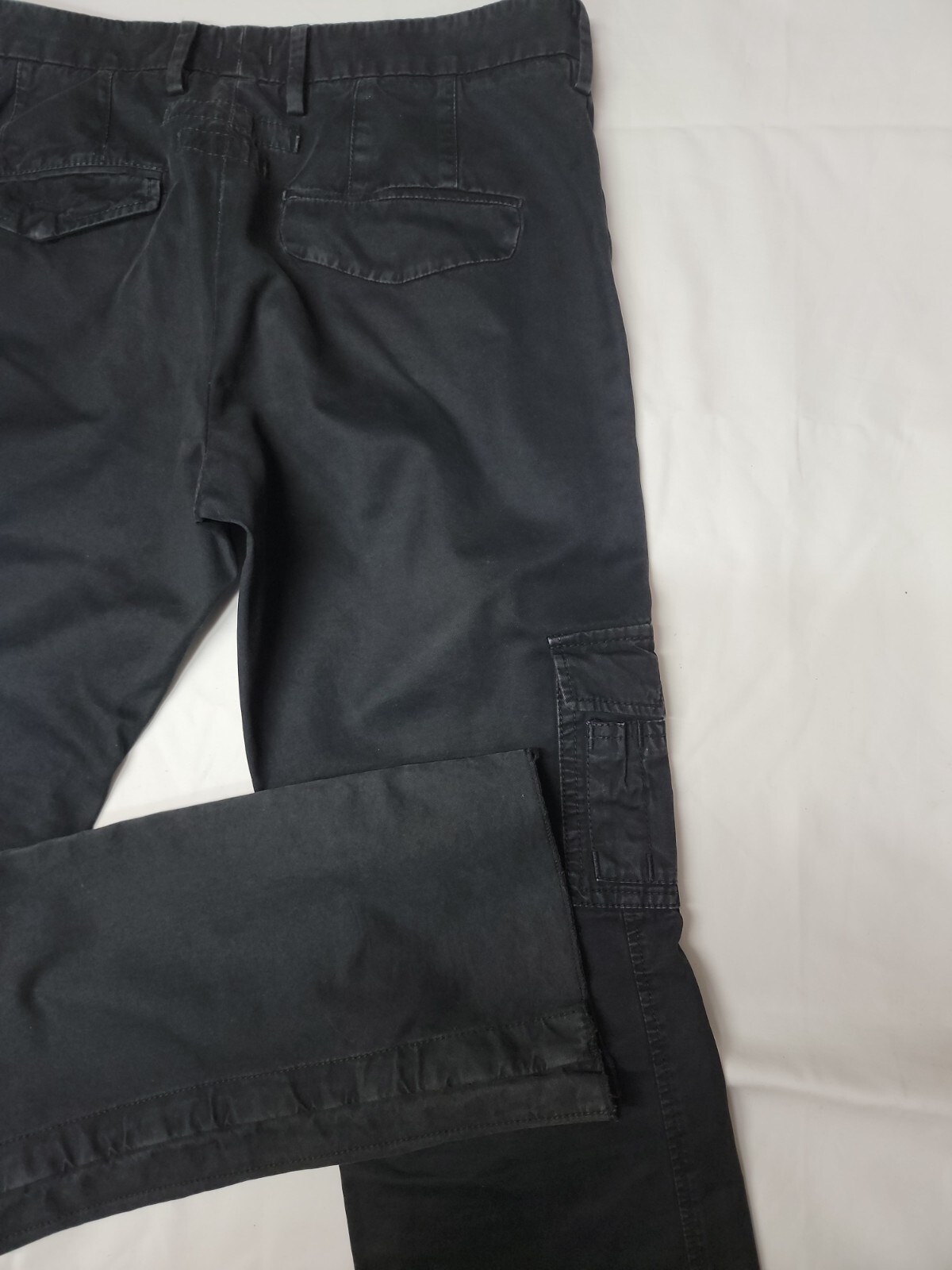 NEIL BARRETT Authentic Men's Straight Leg Unhemmed Pants Washed Black