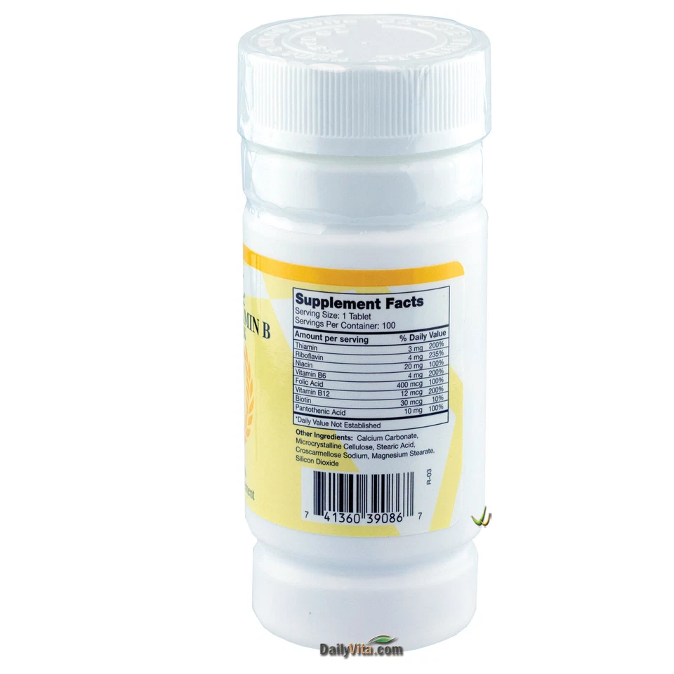 3 x Complejo de vitamina B6 biotina ácido fólico niacina 100 comprimidos Foto 2 de 3