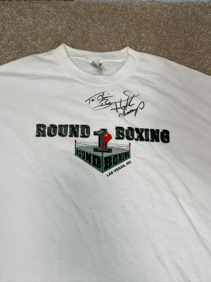 Camiseta Autógrafa Firmada Bernard Hopkins Ronda 1 Boxeo Blanca Talla XL Campeón de Boxeo Foto 2 de 3