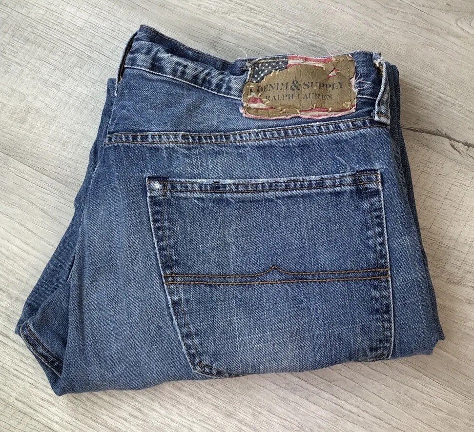 Denim Supply Ralph Lauren Jeans Slouch Blue Denim Pants 100