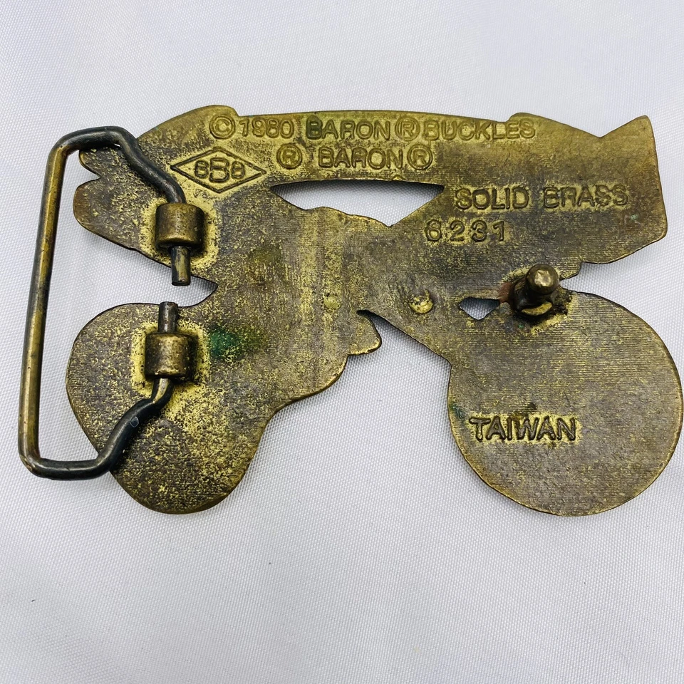 De colección 1980 Latón Sólido Barón Hebillas Bluegrass Banjo y Guitarra Hombres Hebilla de Cinturón Foto 2 de 3