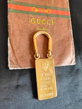 GUCCI Ingot Motif Gold Color Bag Charm Key Ring Keychain gold nugget gold bar