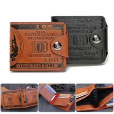Leather Wallet for Men US Dollar Bill Wallet Credit Card Photo Holder Bifold USA