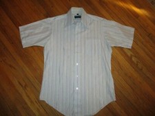 vtg 70s 80s VAN HEUSEN CLASSIC COLLECTION BUTTON FRONT SHIRT Blue Geometric 15