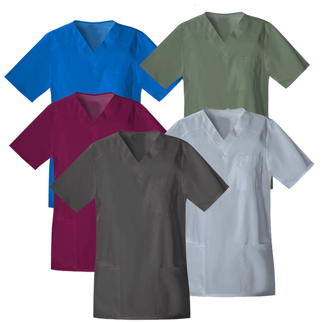 Pack of 5 Men's Medical / Dental Scrub Tops Size 2XL (Colors vary) eBay