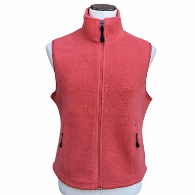 L.L. Bean Fleece Zip Up Vest Womens Size Small Coral Pink