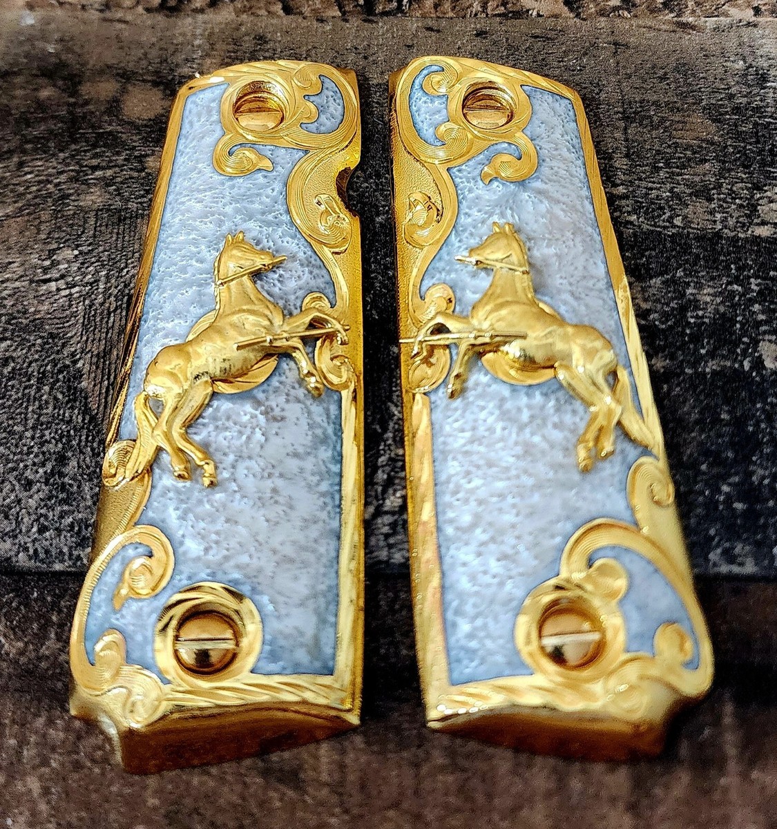 ku33様 1911 Luxury Gold Silver plated govermment gun grips Mexican Narco