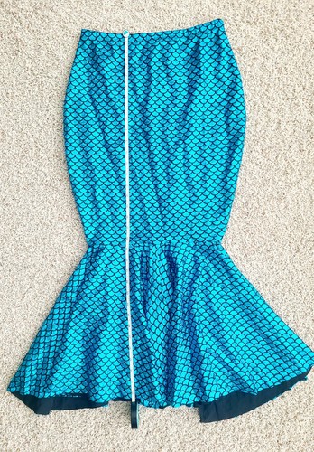 Mermaid Maxi Skirt Costume Metallic Shiny Halloween Role Play Blue Sexy Sz S/M - Picture 5 of 6