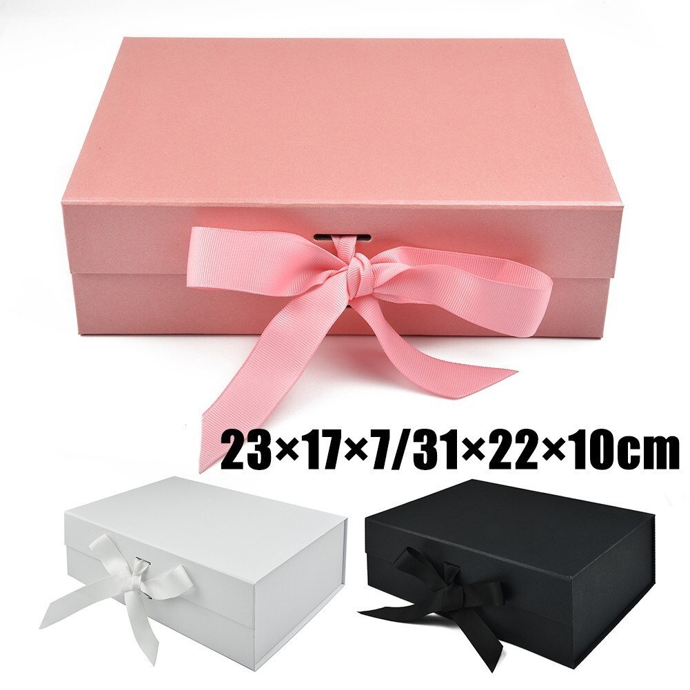 Gift Box With Ribbon, Various Colours & Sizes, Large Gift Box, Magnetic/ Boxes | Ebay